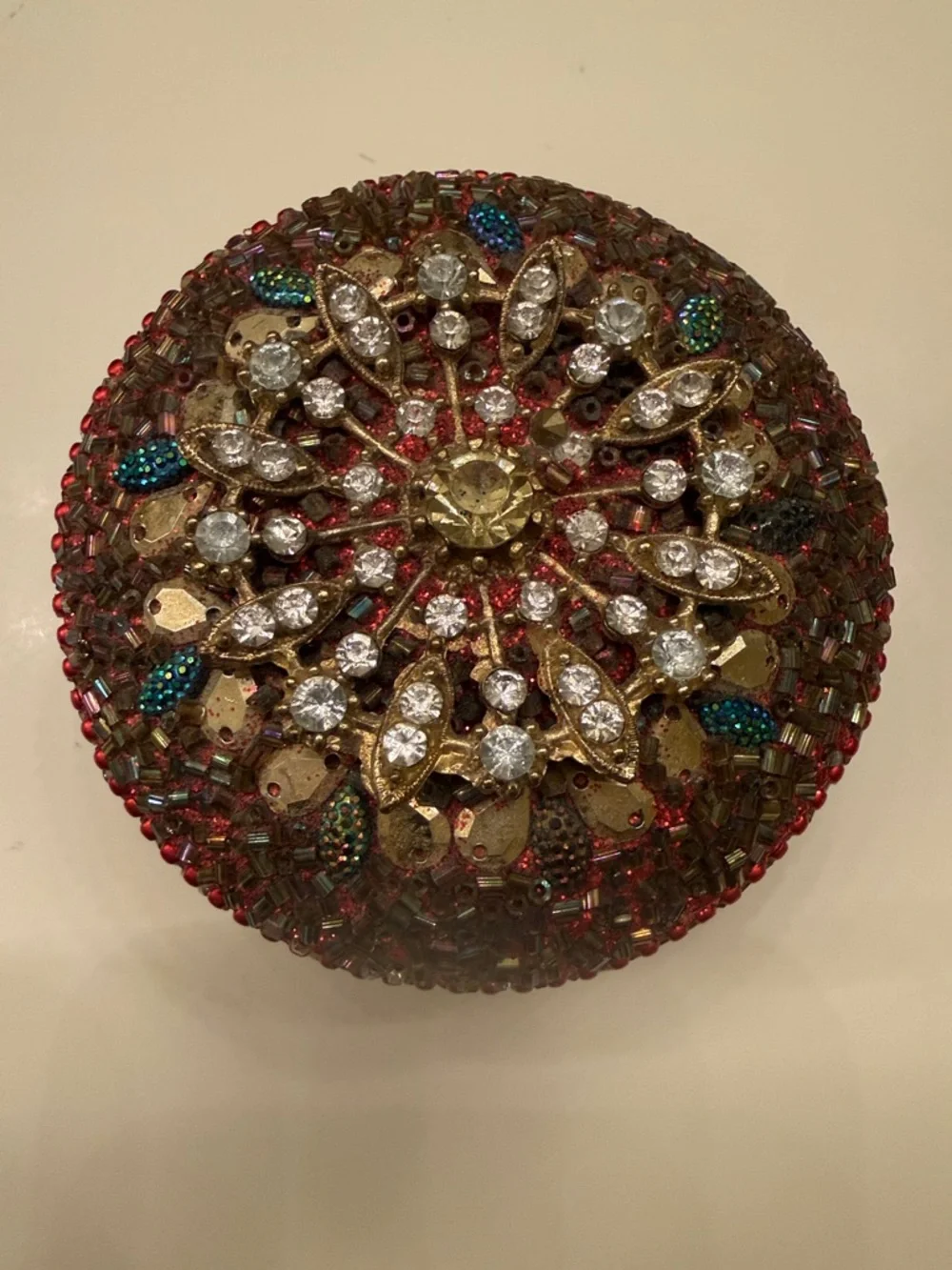 Bejeweled beads and crystals dome jewelry box bling bling girlie opulent box - Picture 2 of 4